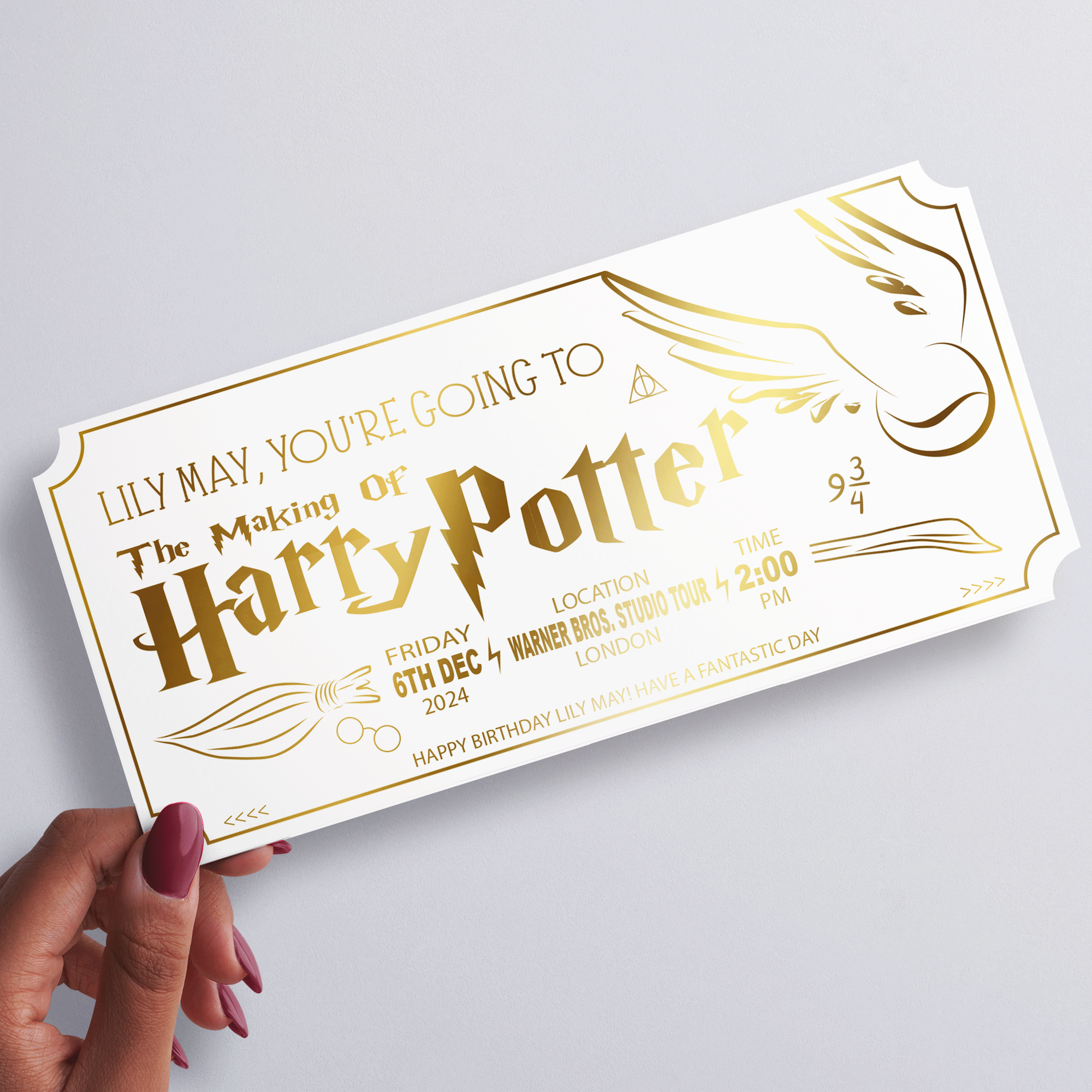 HARRY POTTER Personalised Foil Ticket Trip or Gift (FOIL-25)