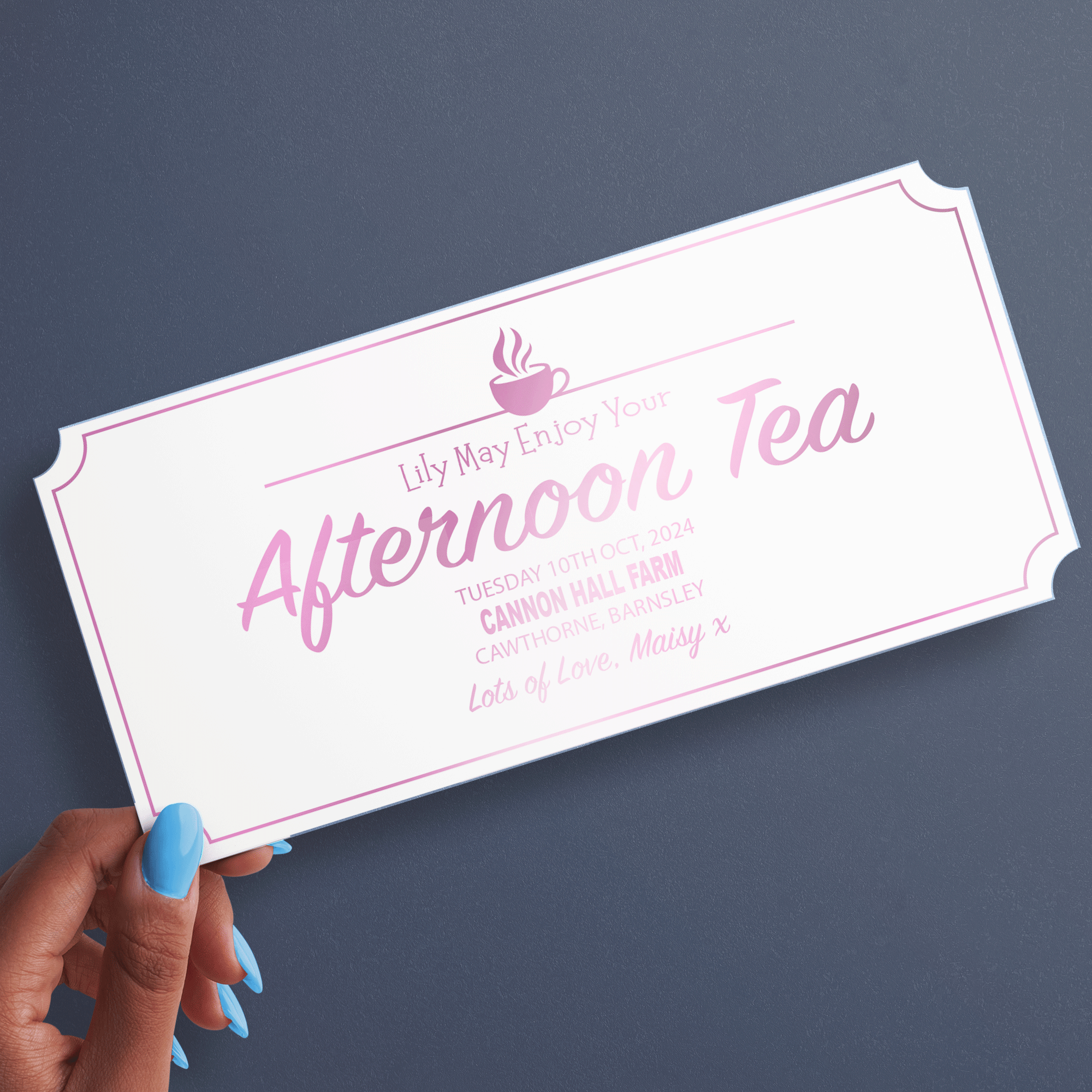 AFTERNOON TEA Personalised Foil Ticket Ideal for a Gift (FOIL-9)
