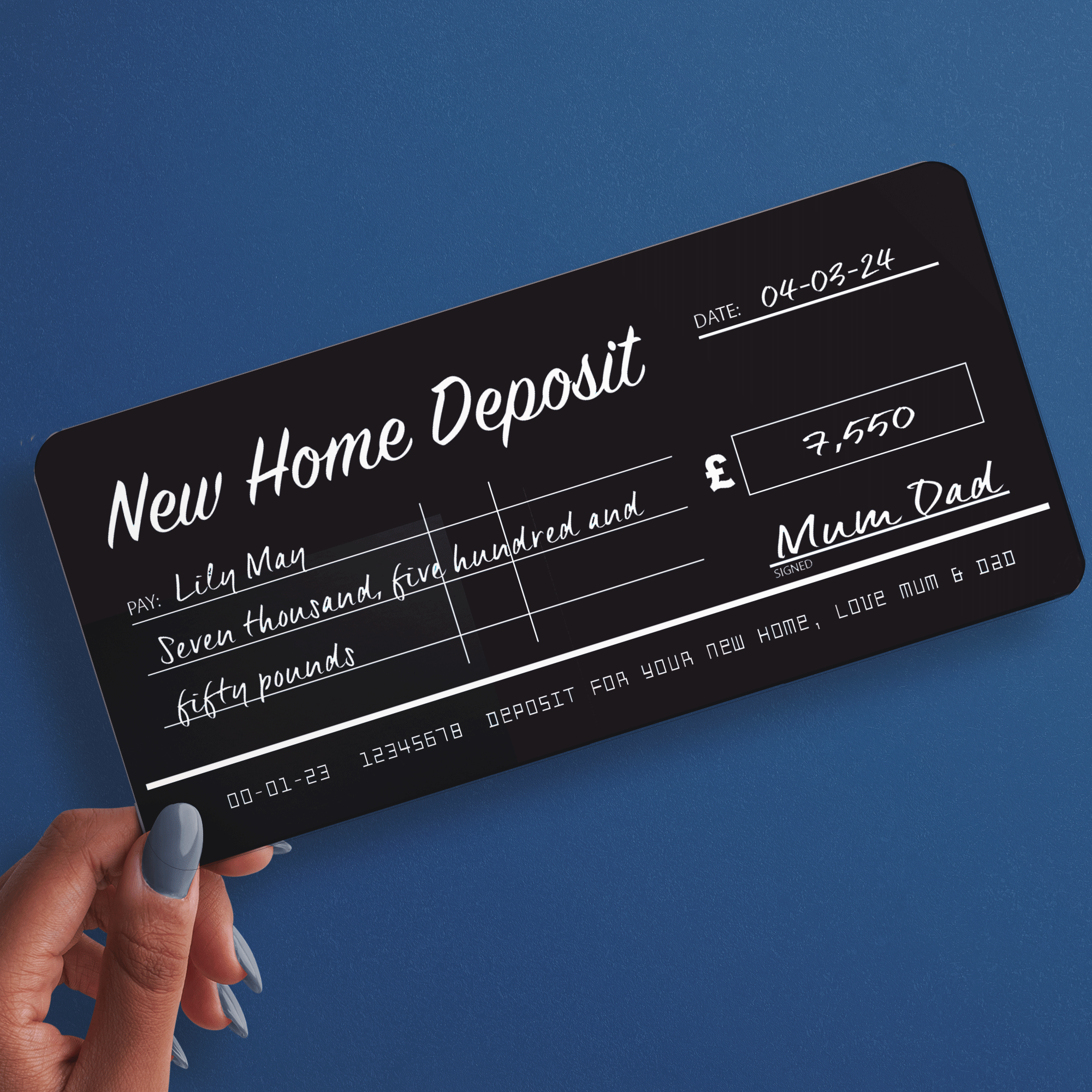 CHEQUE Personalised & Printed Ideal for Home Deposit or Money Gift Ticket (INK-12)
