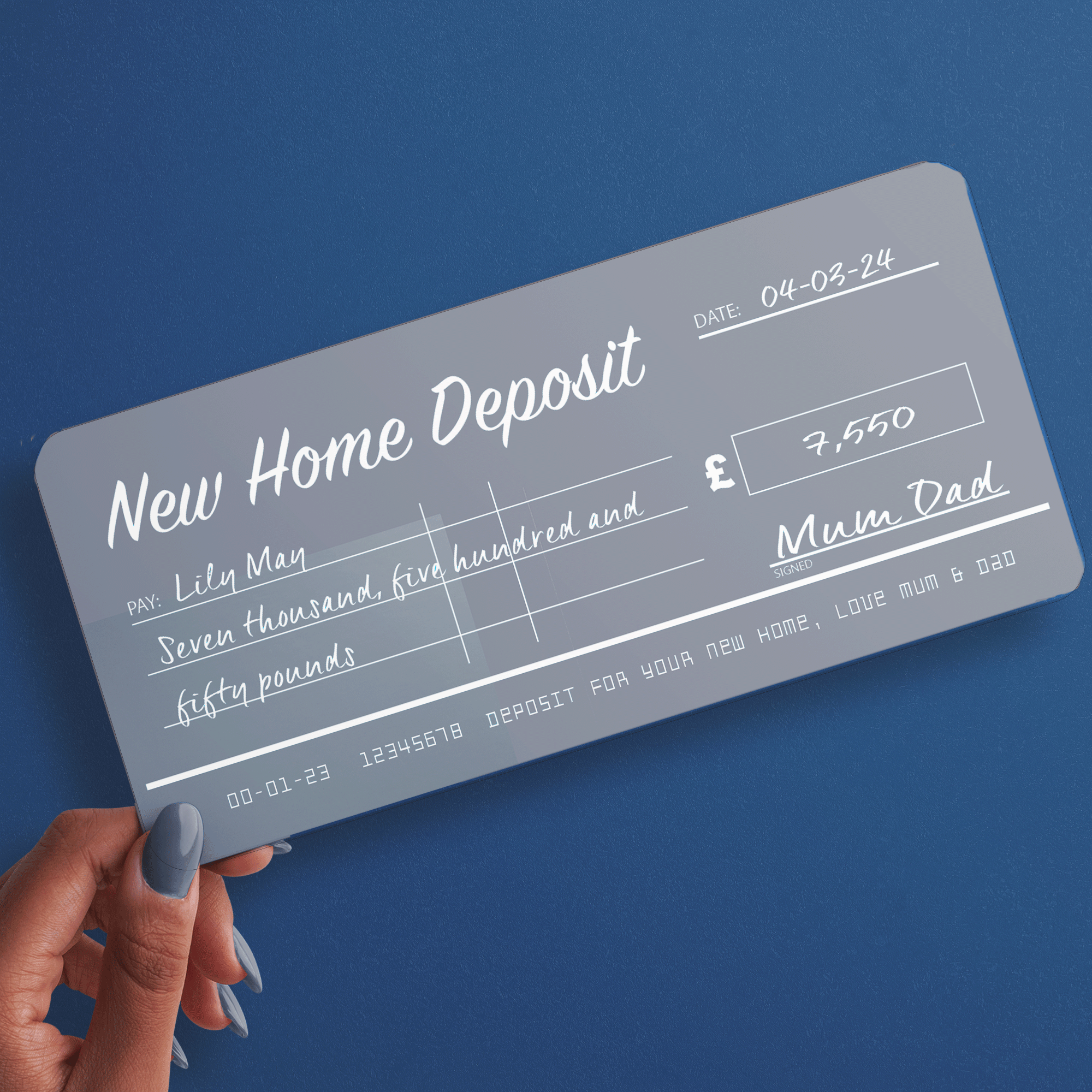 CHEQUE Personalised & Printed Ideal for Home Deposit or Money Gift Ticket (INK-12)