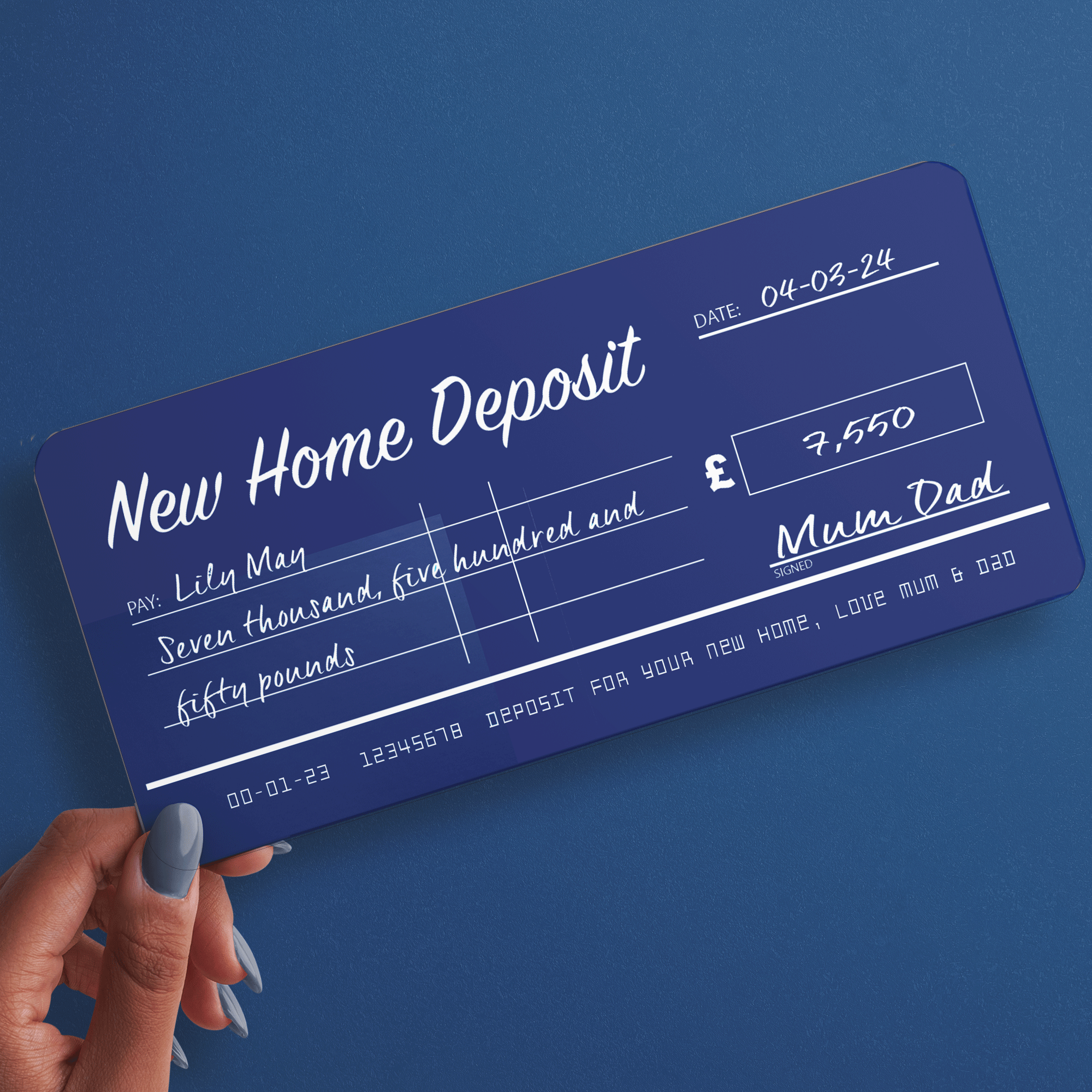 CHEQUE Personalised & Printed Ideal for Home Deposit or Money Gift Ticket (INK-12)