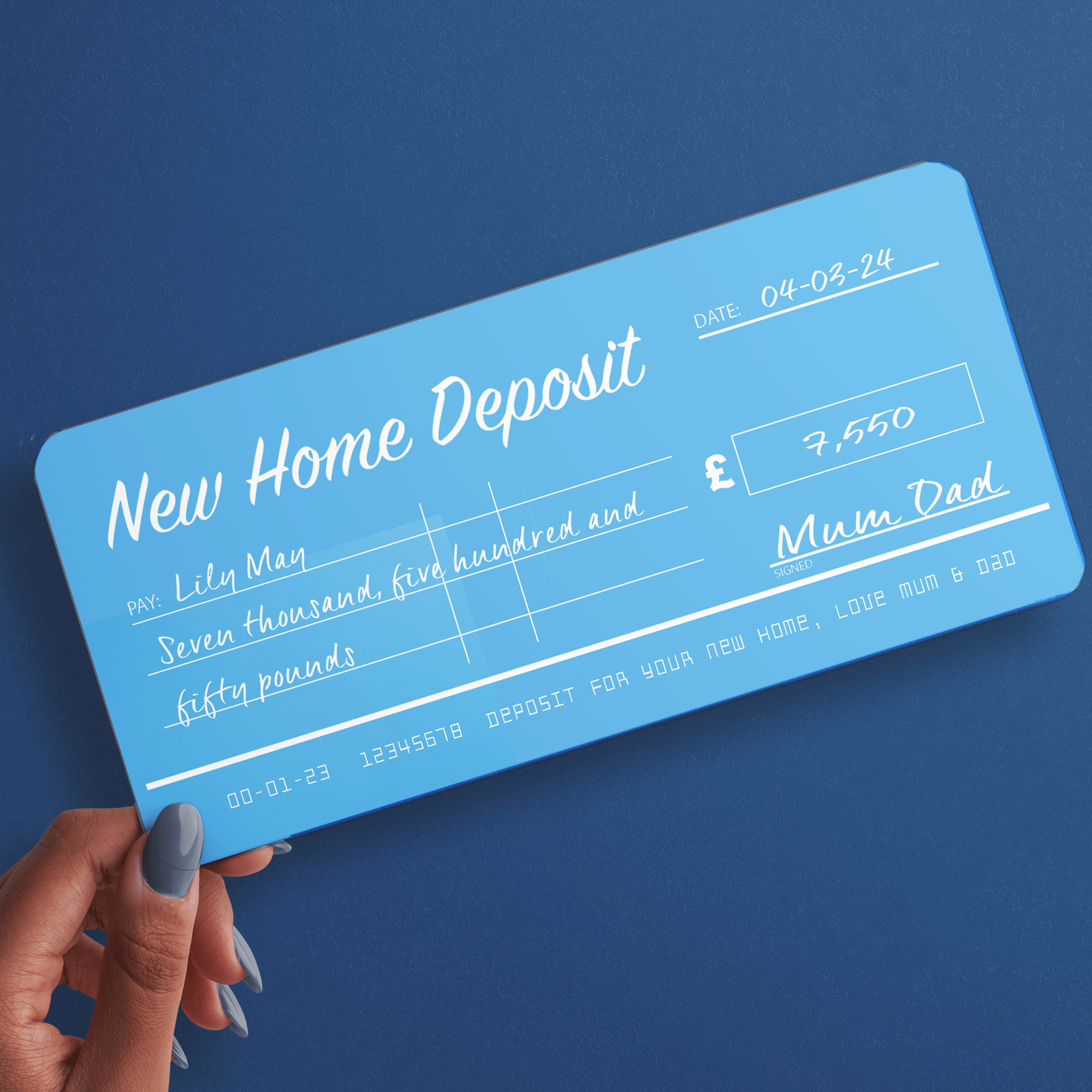 CHEQUE Personalised & Printed Ideal for Home Deposit or Money Gift Ticket (INK-12)