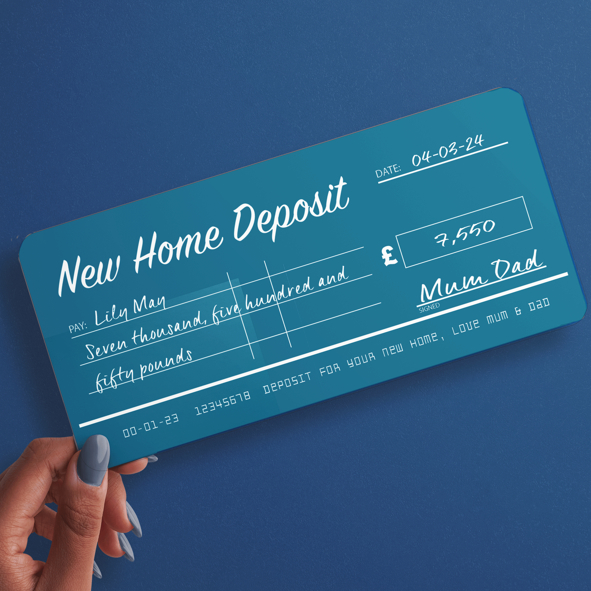 CHEQUE Personalised & Printed Ideal for Home Deposit or Money Gift Ticket (INK-12)