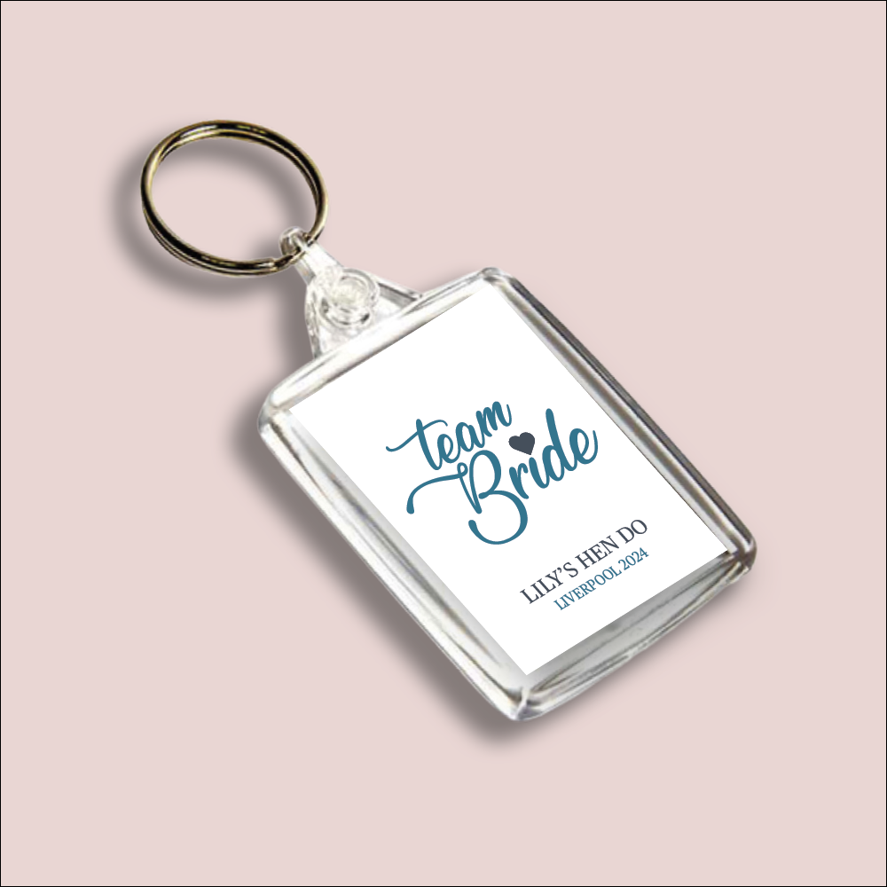 TEAM BRIDE, Hen Do, Double Sided Keyring (KR-COL-B-4)