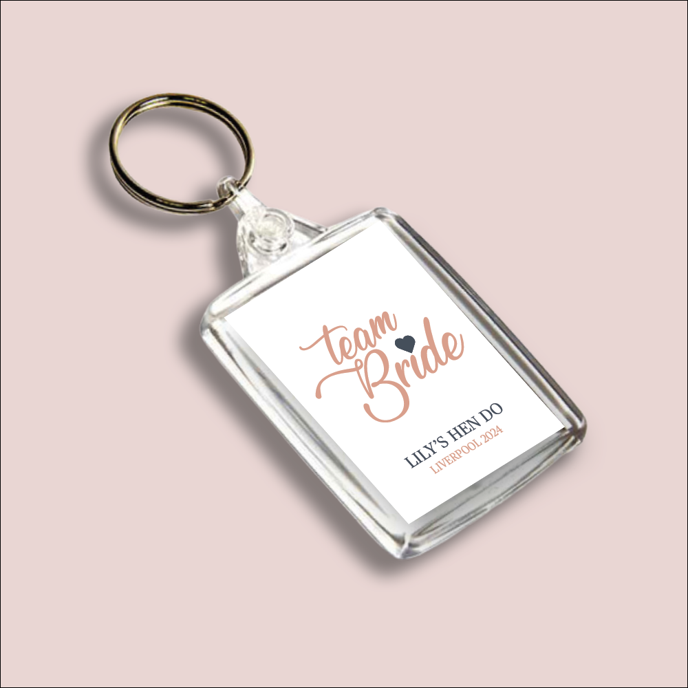 TEAM BRIDE, Hen Do, Double Sided Keyring (KR-COL-P-4)