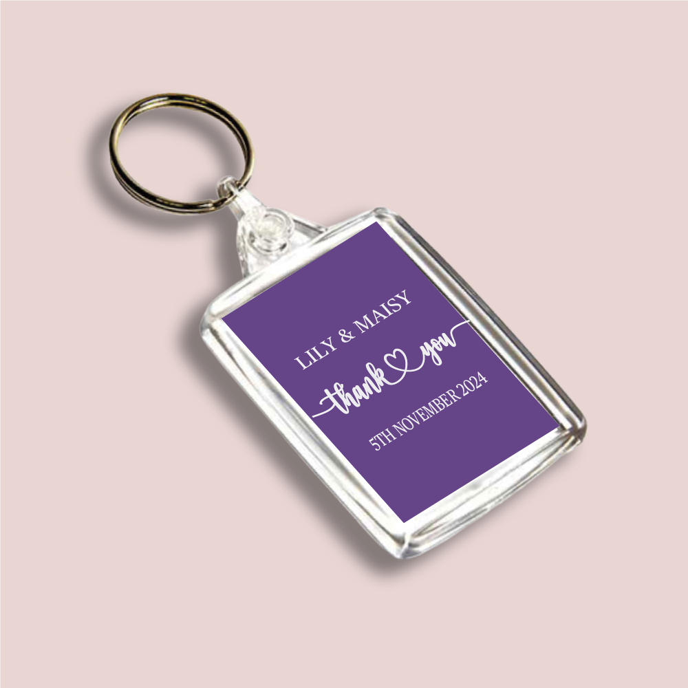 THANK YOU, Wedding Double Sided Keyring (KR-INK-B-19)