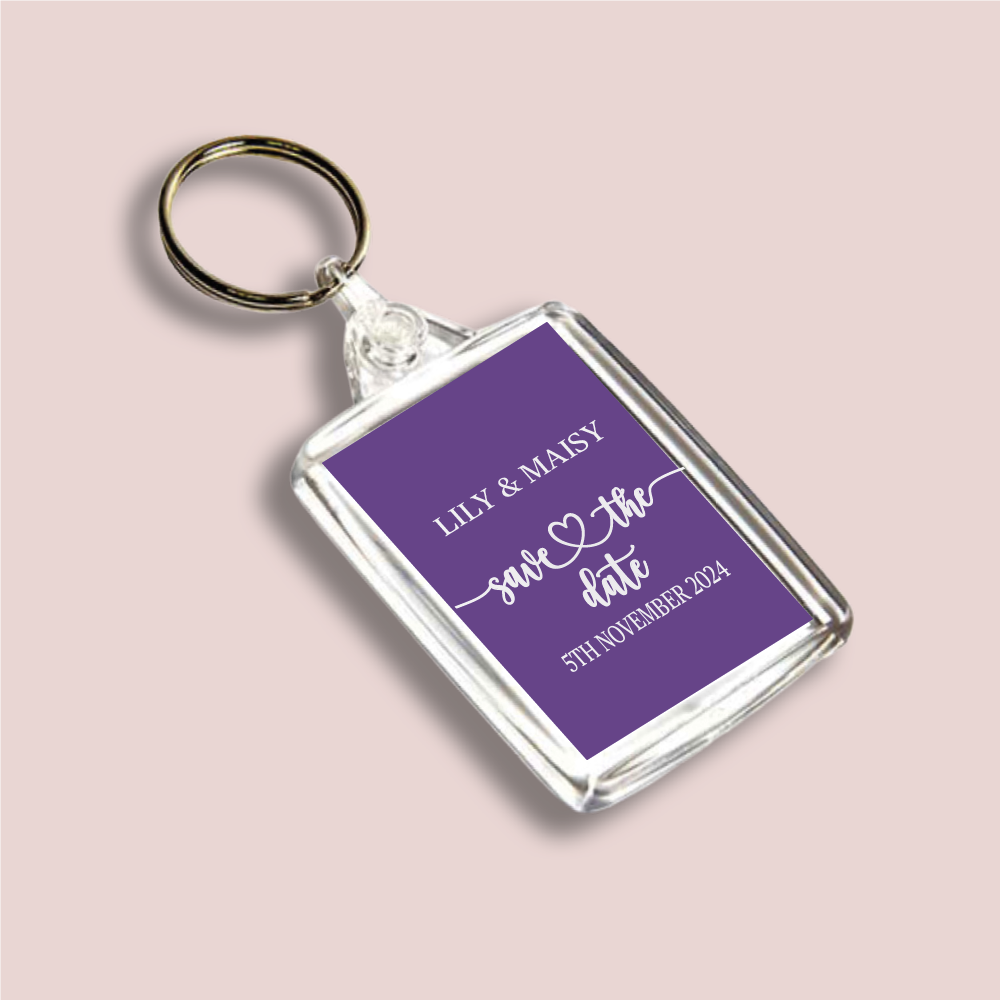 SAVE THE DATE, Wedding Double Sided Keyring (KR-INK-B-20)