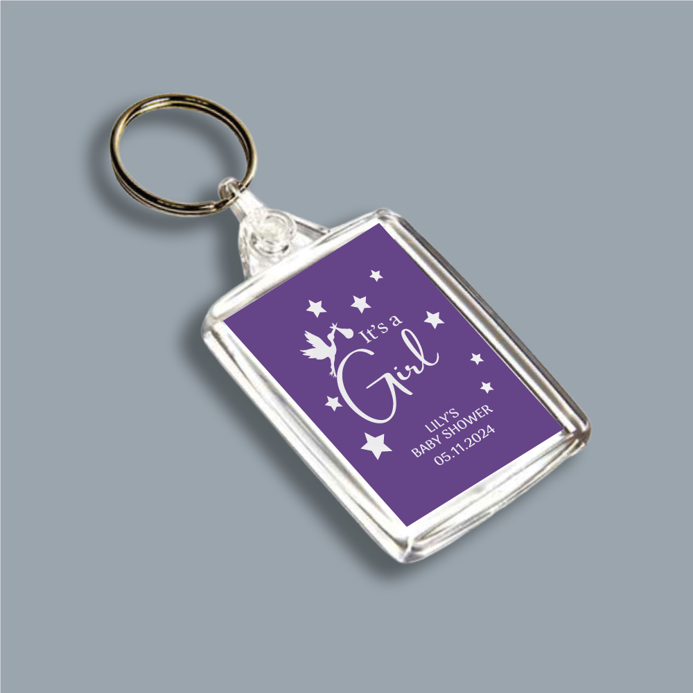 ITs A GIRL, Baby Shower, Double Sided Keyring (KR-INK-B-28)