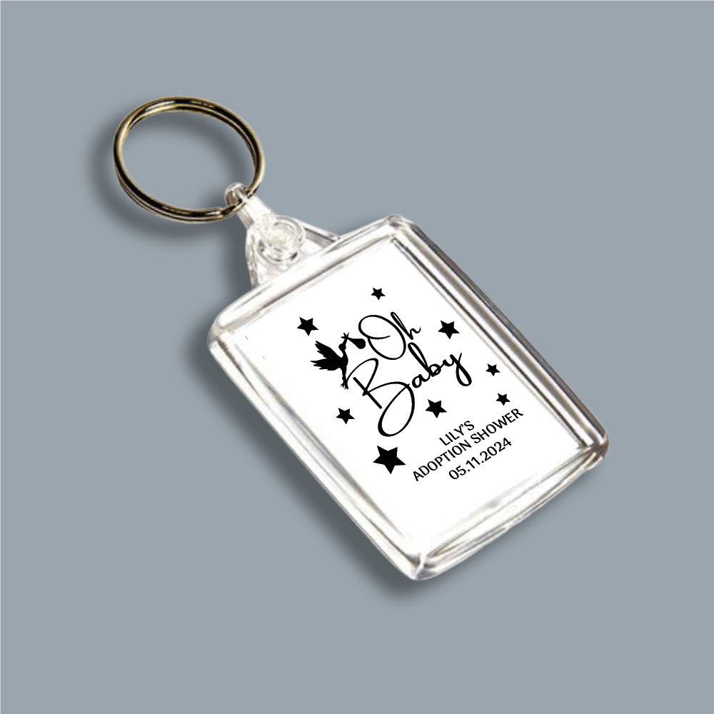 OH BABY, Adoption Baby Shower, Double Sided Keyring (KR-INK-BR-1)