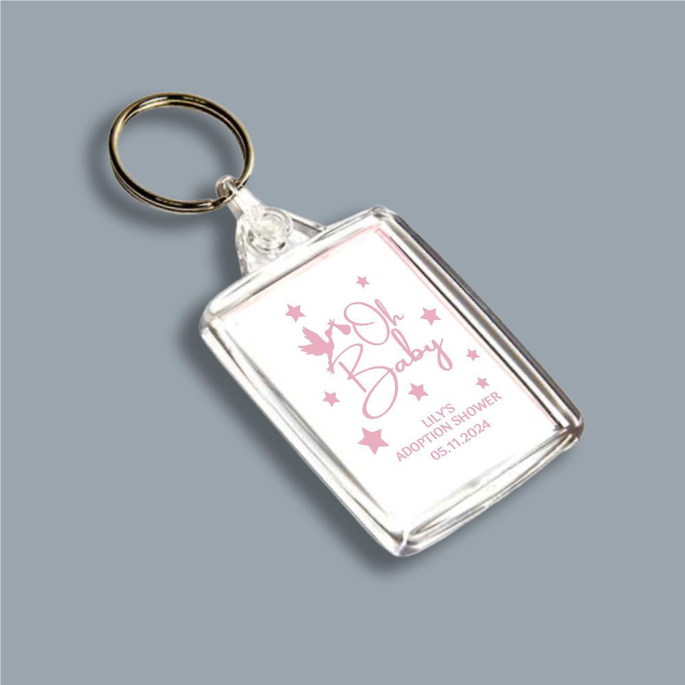 OH BABY, Adoption Baby Shower, Double Sided Keyring (KR-INK-BR-1)