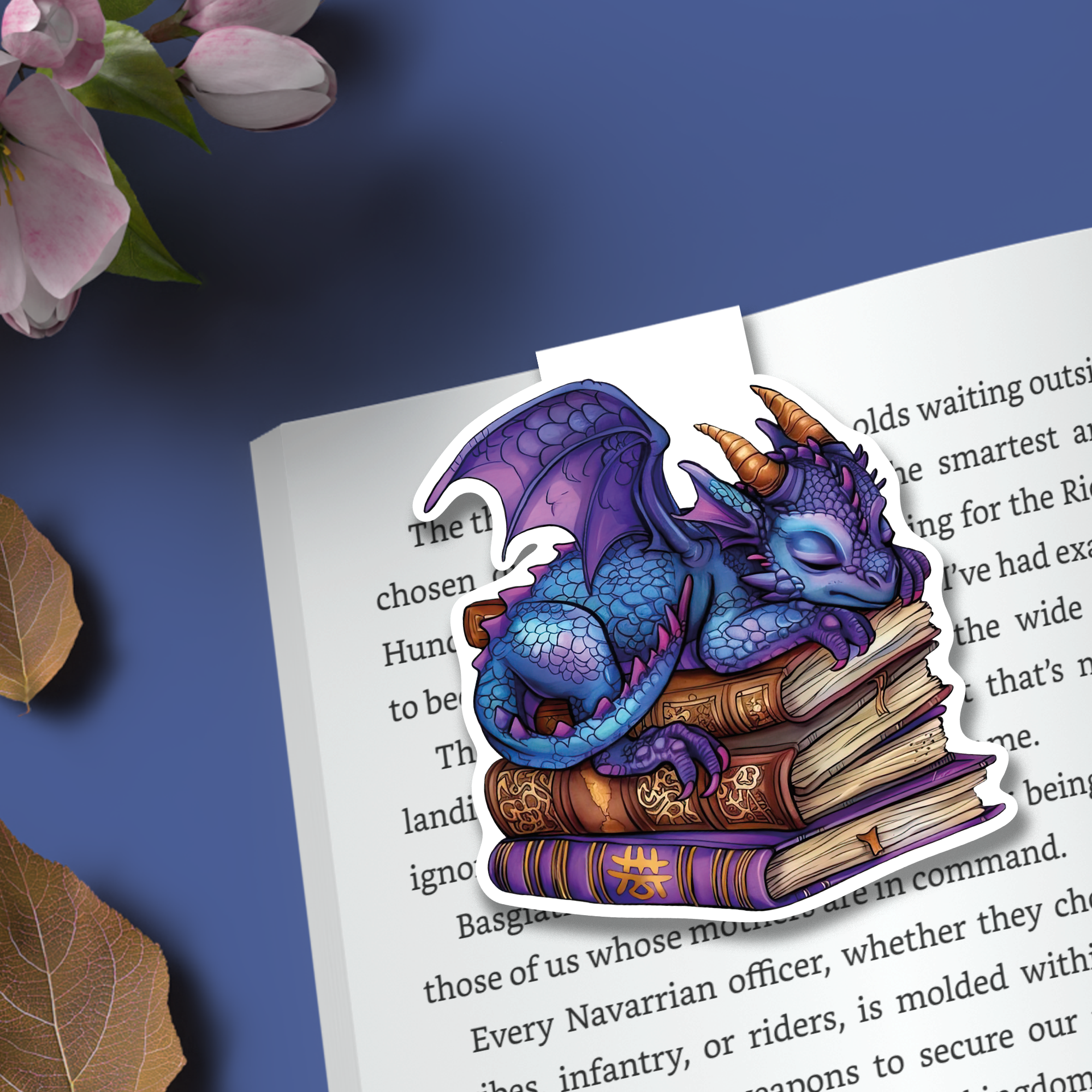 Cute Purple Sleeping Dragon Glossy Magnetic Bookmark | Book Accessories | Page Saver | Page Clip (MB-5)