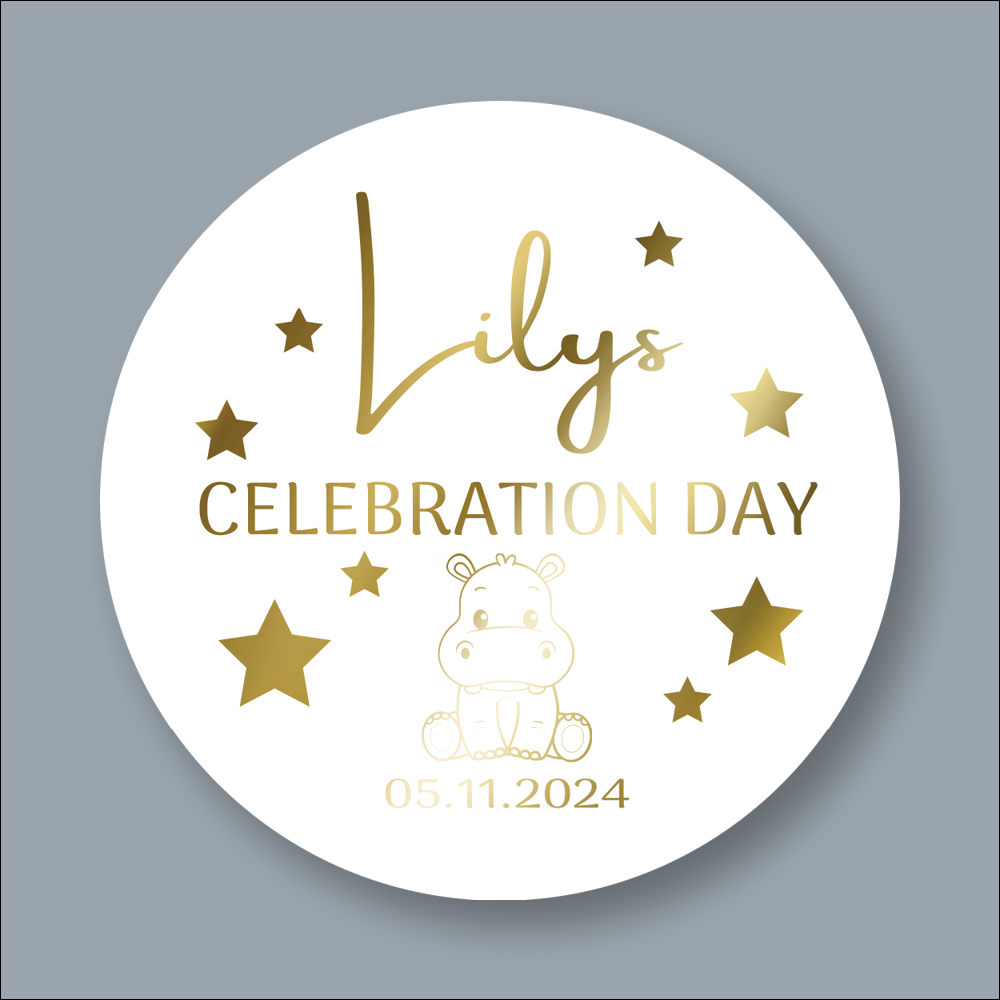 ADOPTION CELEBRATION DAY, Personalised Round Foiled Stickers (STK-FOIL-5)