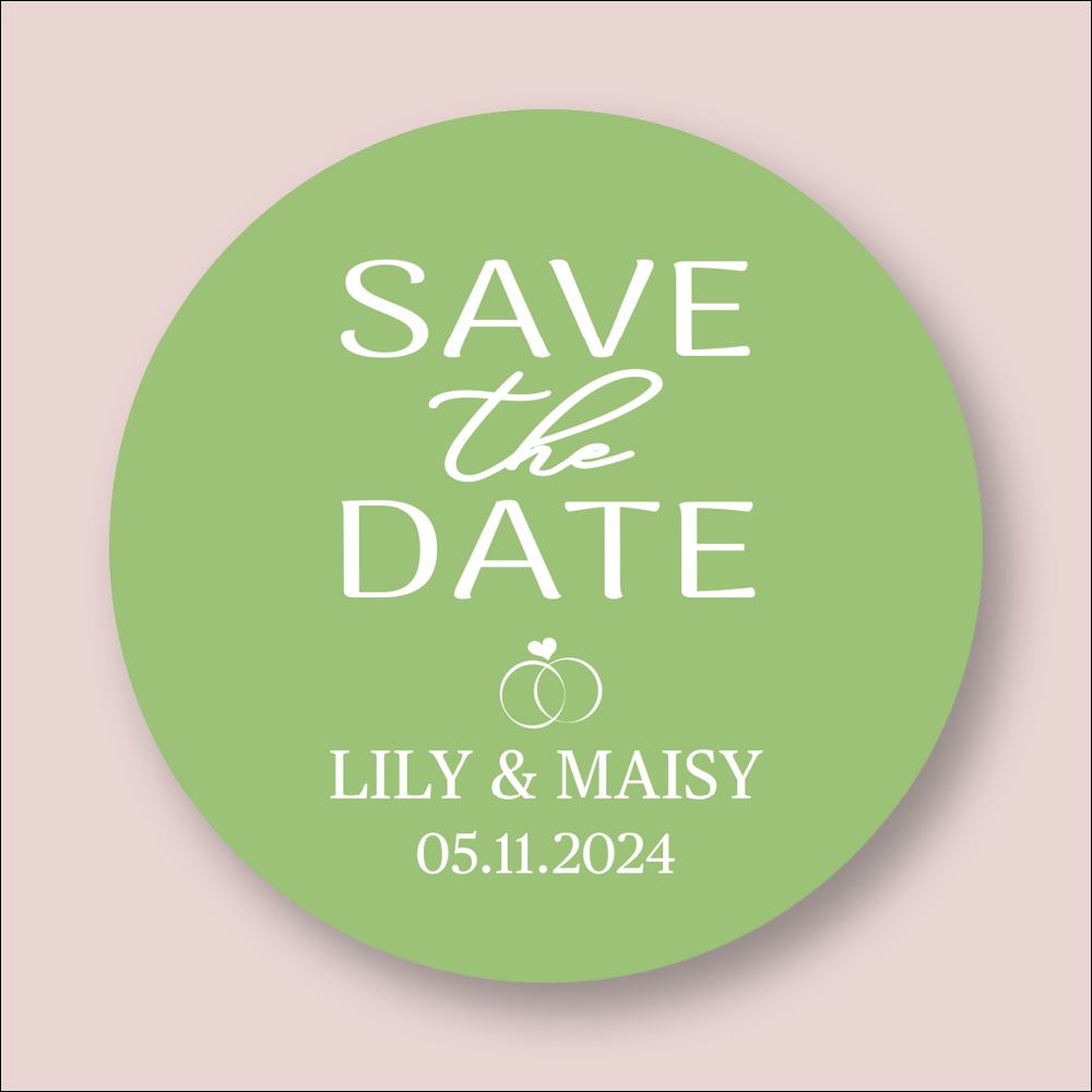 SAVE THE DATE, Wedding, Round Printed Stickers (STK-INK-B-35)