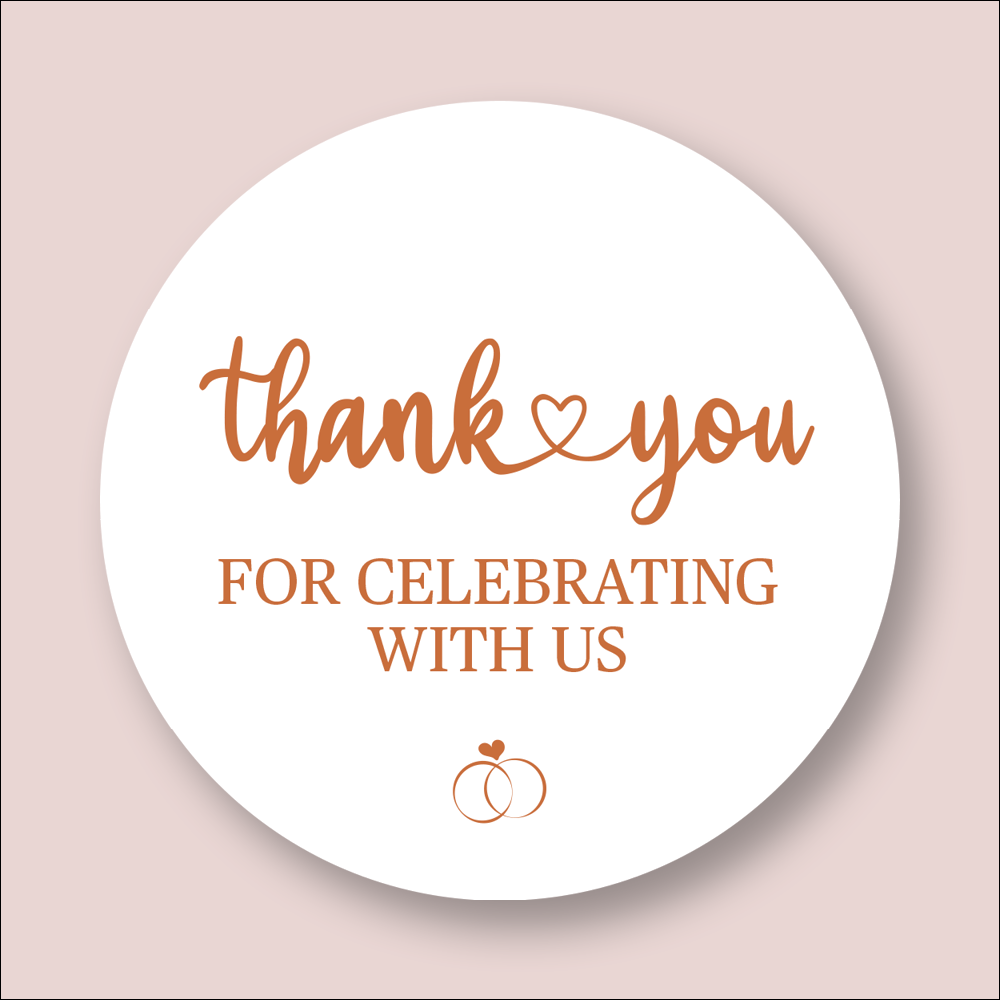 THANK YOU, Wedding Personalised Round Printed Stickers (STK-INK-BR-11)