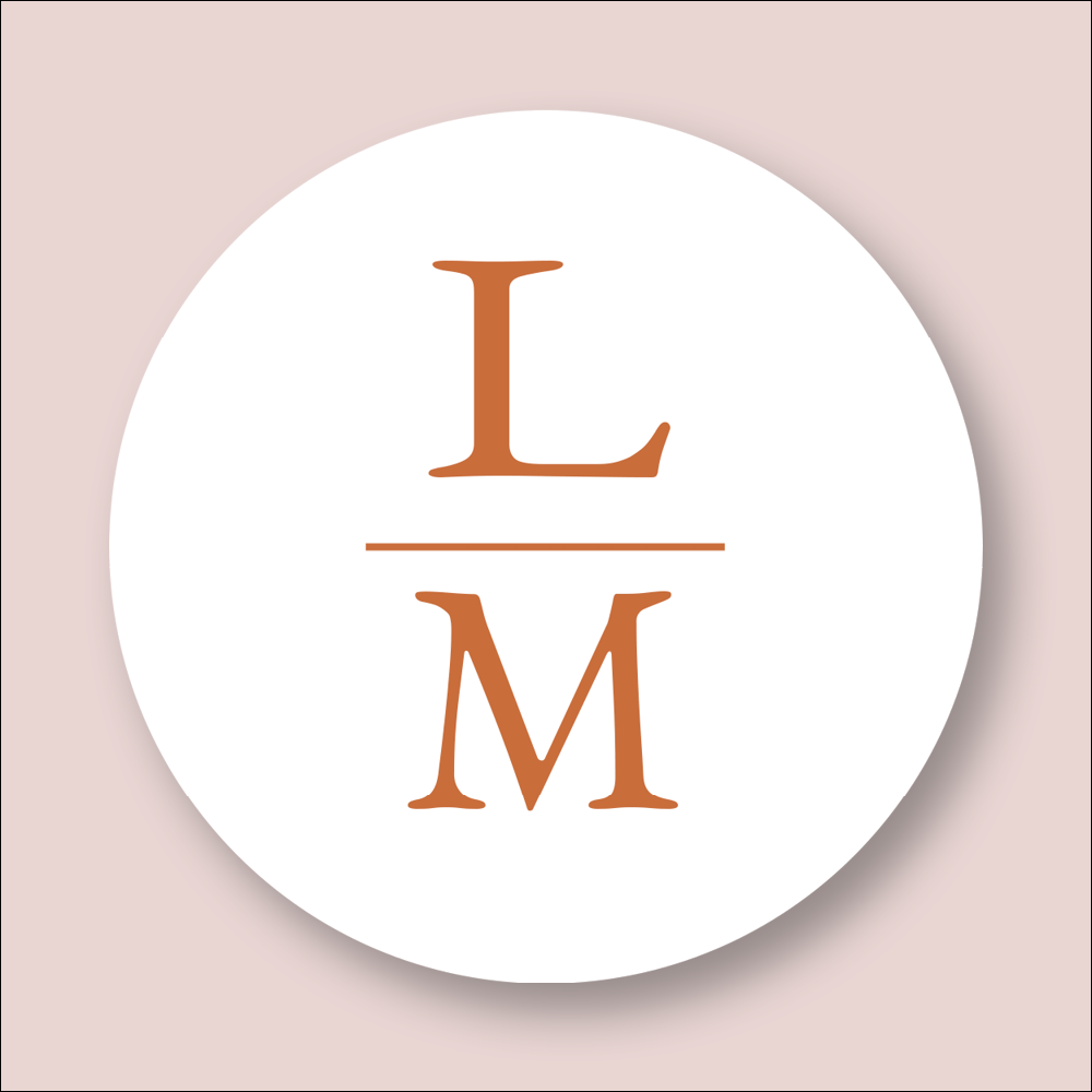 INITIALS, Wedding Personalised Round Printed Stickers (STK-INK-BR-12)