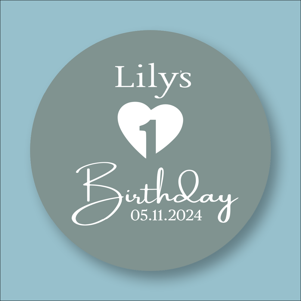 BIRTHDAY, Age Personalised Round Printed Stickers (STK-INK-P-21)
