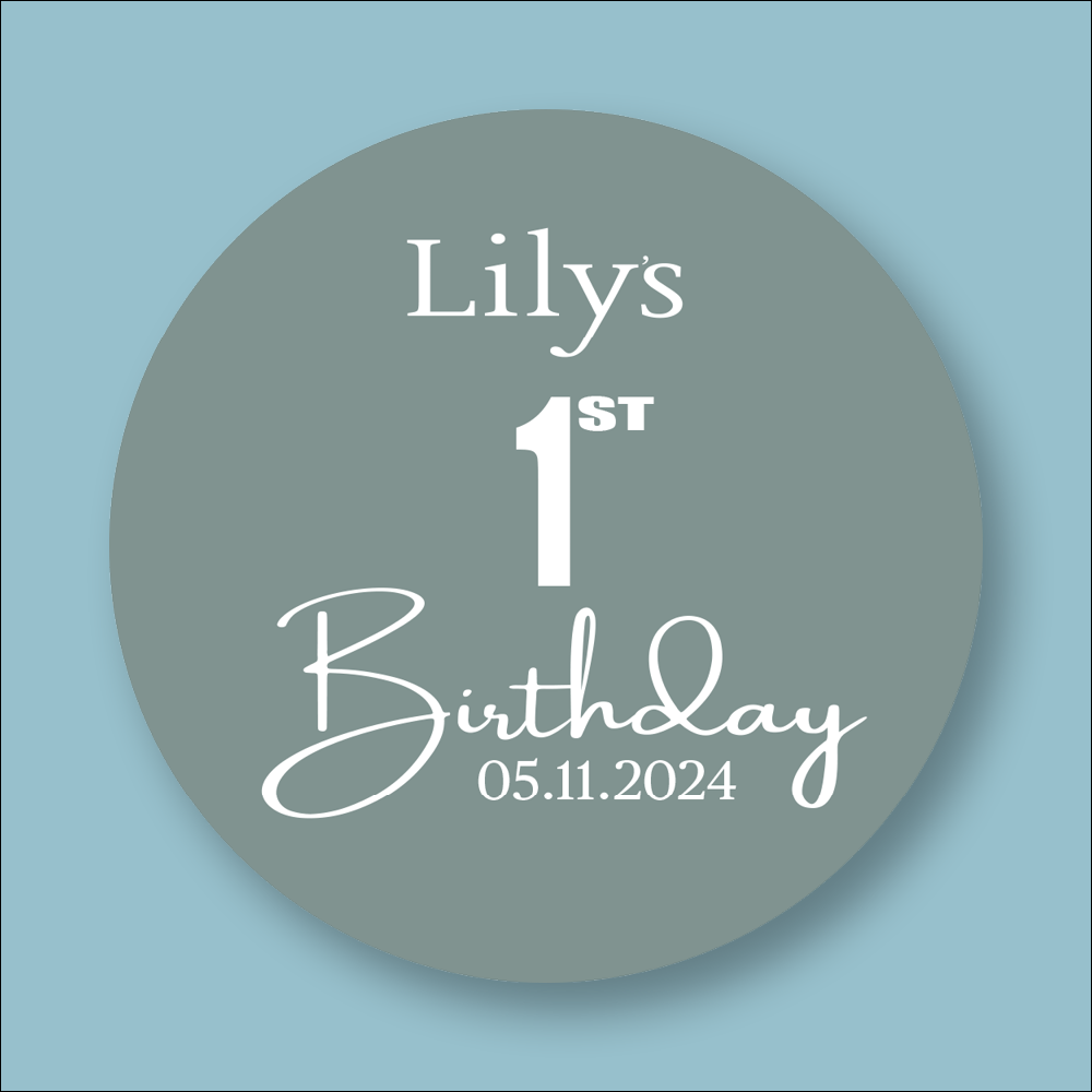 BIRTHDAY, Age Personalised Round Printed Stickers (STK-INK-P-26)
