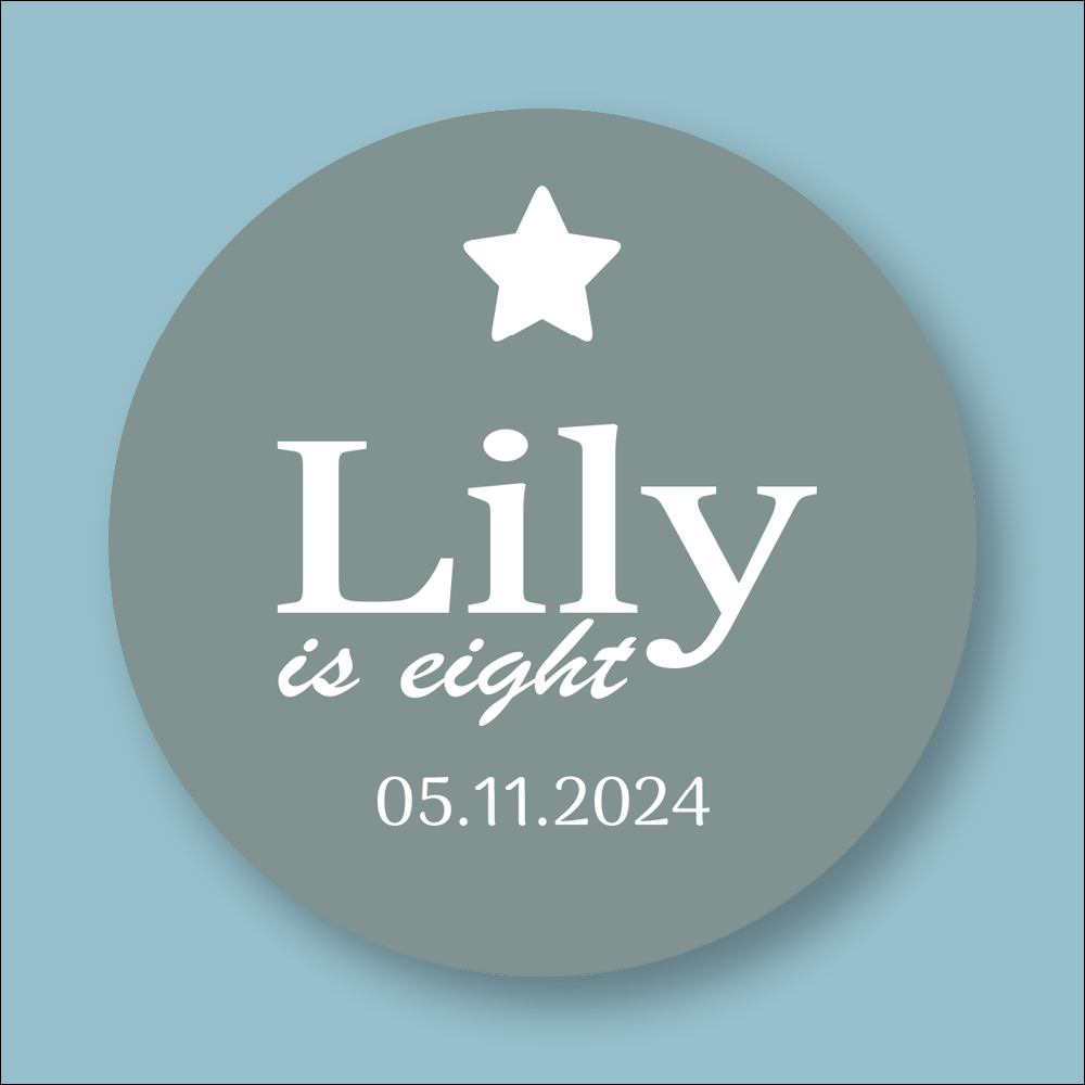 BIRTHDAY Any Number Personalised Round Foiled Stickers (STK-INK-P-6)