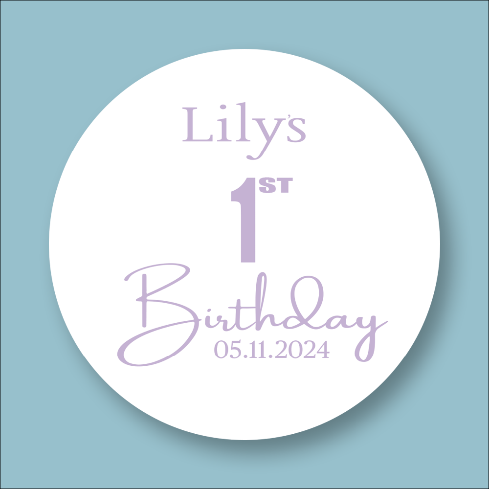 BIRTHDAY, Age Personalised Round Printed Stickers (STK-INK-PR-26)