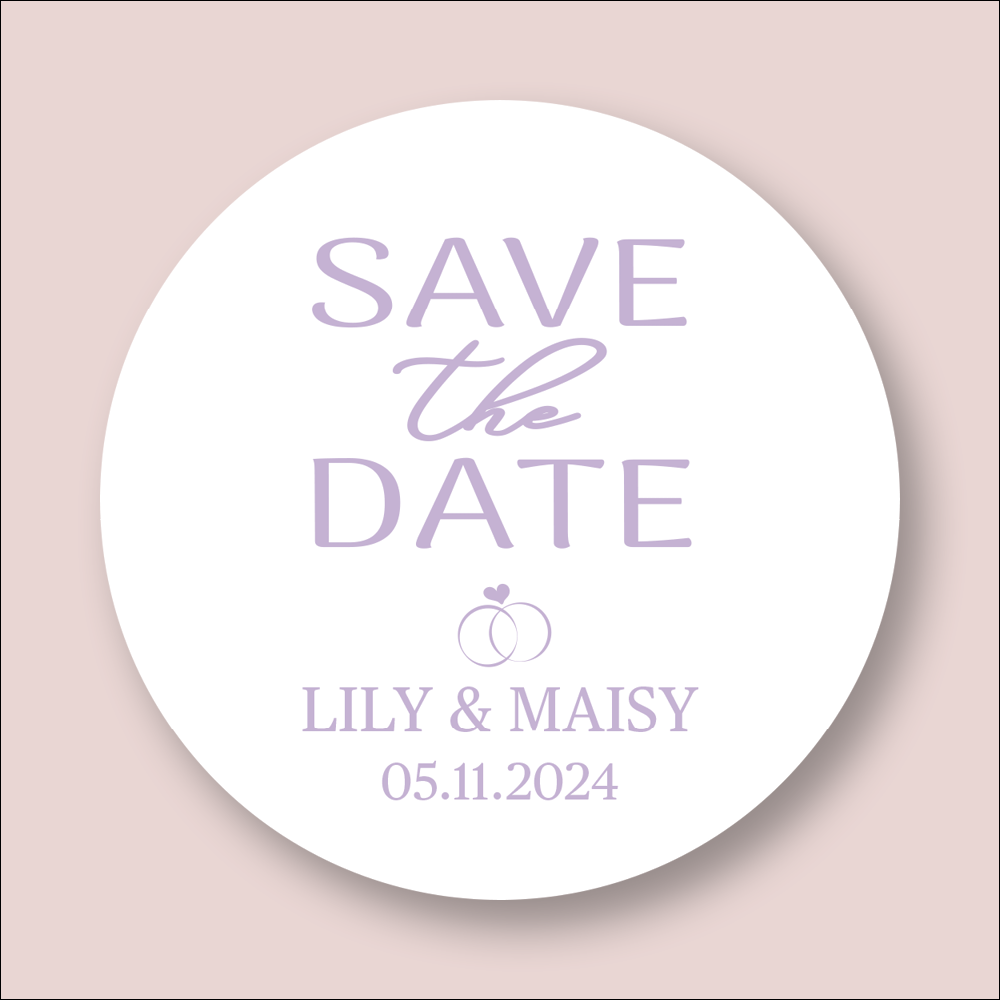 SAVE THE DATE, Wedding, Round Printed Stickers (STK-INK-PR-35)